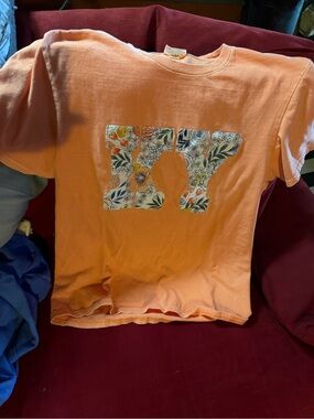 Kids Floral Letter Graphic Tee - Peach